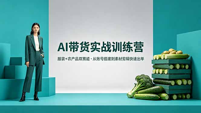 AI带货实战训练营，服装+农产品双赛道，从账号搭建到素材剪辑快速出单-资源共享
