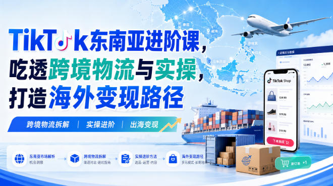 TikTok东南亚进阶课,吃透跨境物流与实操,打造海外变现路径-资源共享