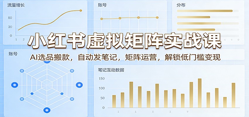 小红书虚拟矩阵实战课：AI选品搬款，自动发笔记，矩阵运营，解锁低门槛变现-资源共享