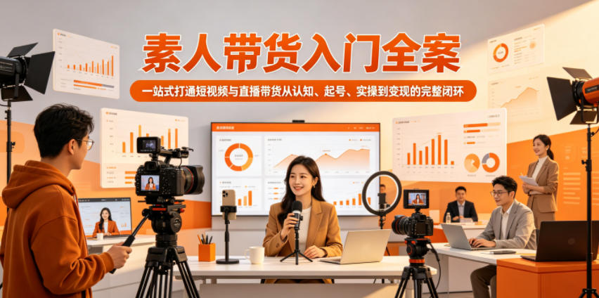 素人带货入门全案，一站式打通短视频与直播带货从认知、起号、实操到变现的完整闭环-资源共享