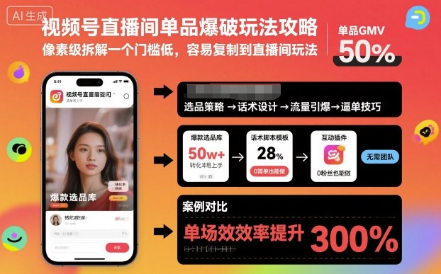视频号直播间单品爆破玩法攻略，像素级拆解一个门槛低，容易复制到直播间玩法-资源共享