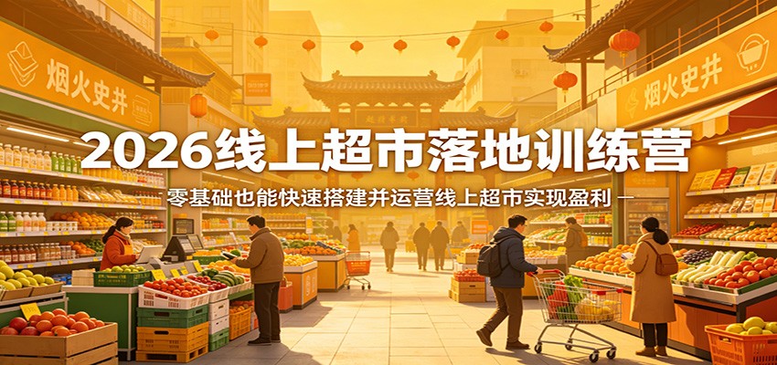 2026线上超市落地训练营，零基础也能快速搭建并运营线上超市实现盈利-资源共享