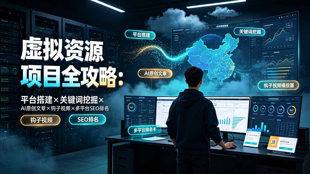 虚拟资源项目全攻略:平台搭建×关键词挖掘×AI原创文章×钩子视频×多平台SEO排名-资源共享