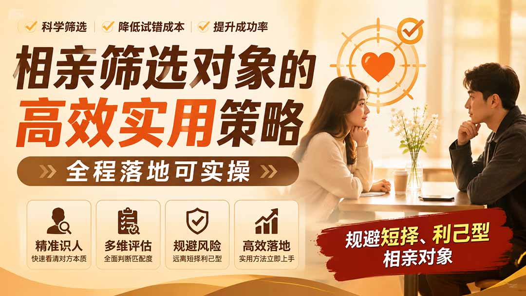 付费文章:相亲筛选对象的高效实用策略,全程落地可实操,规避短择、利己型相亲对象-资源共享
