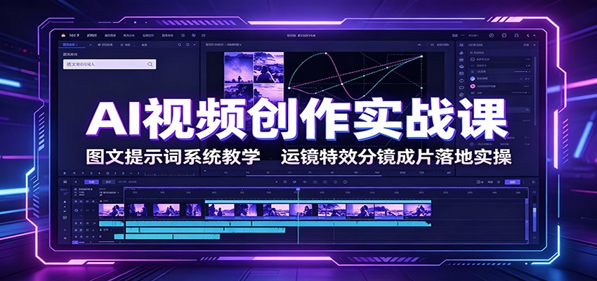 AI视频创作实战课：图文提示词系统教学，运镜特效分镜成片落地实操-资源共享