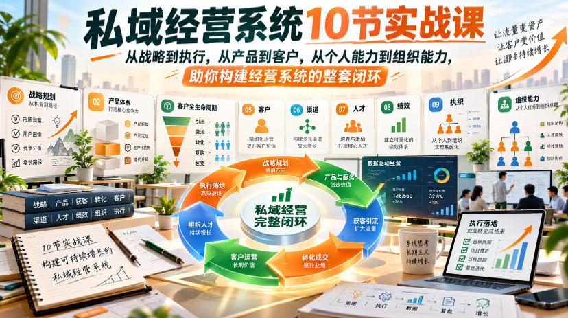 私域经营系统10节实战课，从战略到执行，从产品到客户，从个人能力到组织能力，助你构建经营系统的整套闭环-资源共享