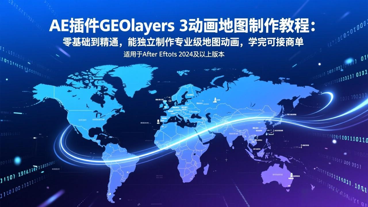 AE插件GEOlayers 3动画地图制作教程：零基础到精通，能独立制作专业级地图动画，学完可接商单-资源共享