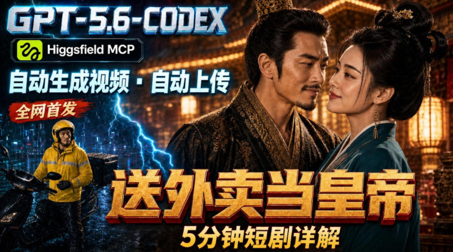 GPT-5.6 Codex+Higgsfield MCP：一条指令生成5分钟短剧并自动上传YouTube(油管)-资源共享
