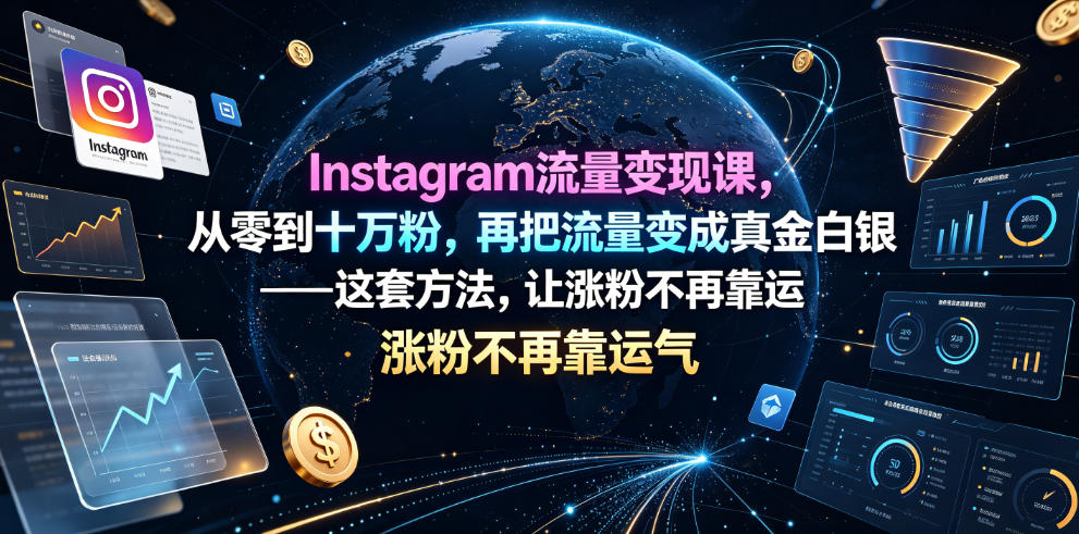 Instagram流量变现课，从零到十万粉，再把流量变成真金白银——这套方法，让涨粉不再靠运气【原创双语字幕】-资源共享