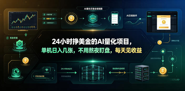 24小时挣美金的AI量化项目,单机日入几十美刀,不用熬夜盯盘,每天见收益【揭秘】-资源共享