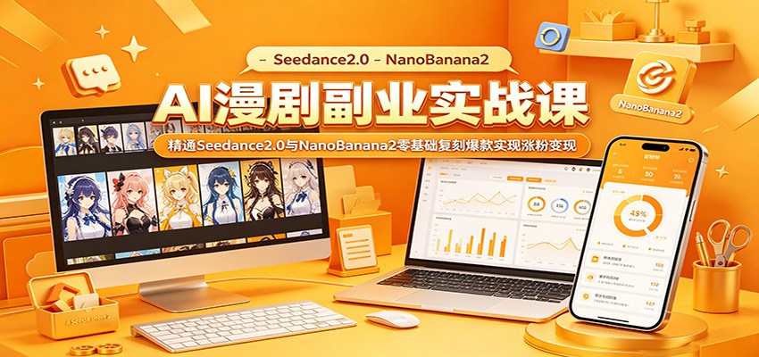 AI漫剧副业实战课:精通Seedance2.0与NanoBanana2零基础复刻爆款实现涨粉变现-资源共享