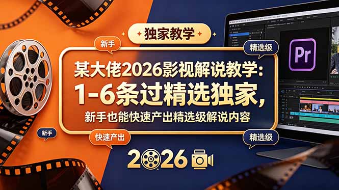 某大佬2026影视解说教学:1-6条过精选独家,新手也能快速产出精选级解说内容-资源共享