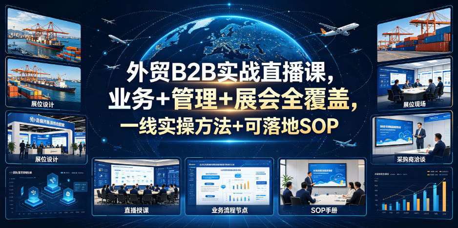 外贸B2B实战直播课,业务+管理+展会全覆盖,一线实操方法+可落地SOP-资源共享