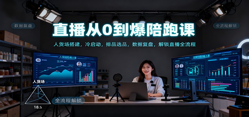 直播从0到爆陪跑课：人货场搭建，冷启动，排品选品，数据复盘，解锁直播全流程-资源共享