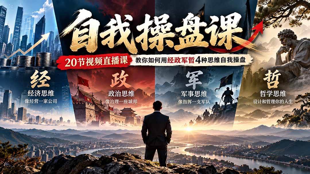（20626期）【无水印】自我操盘课，20节视频直播课教你如何用经政军哲4种思维自我操盘（更新0924）-资源共享