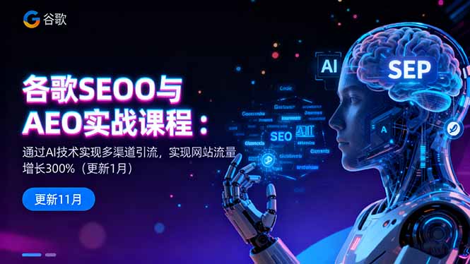谷歌SEO与AEO实战课程：通过AI技术实现多渠道引流，实现网站流量增长300%-资源共享