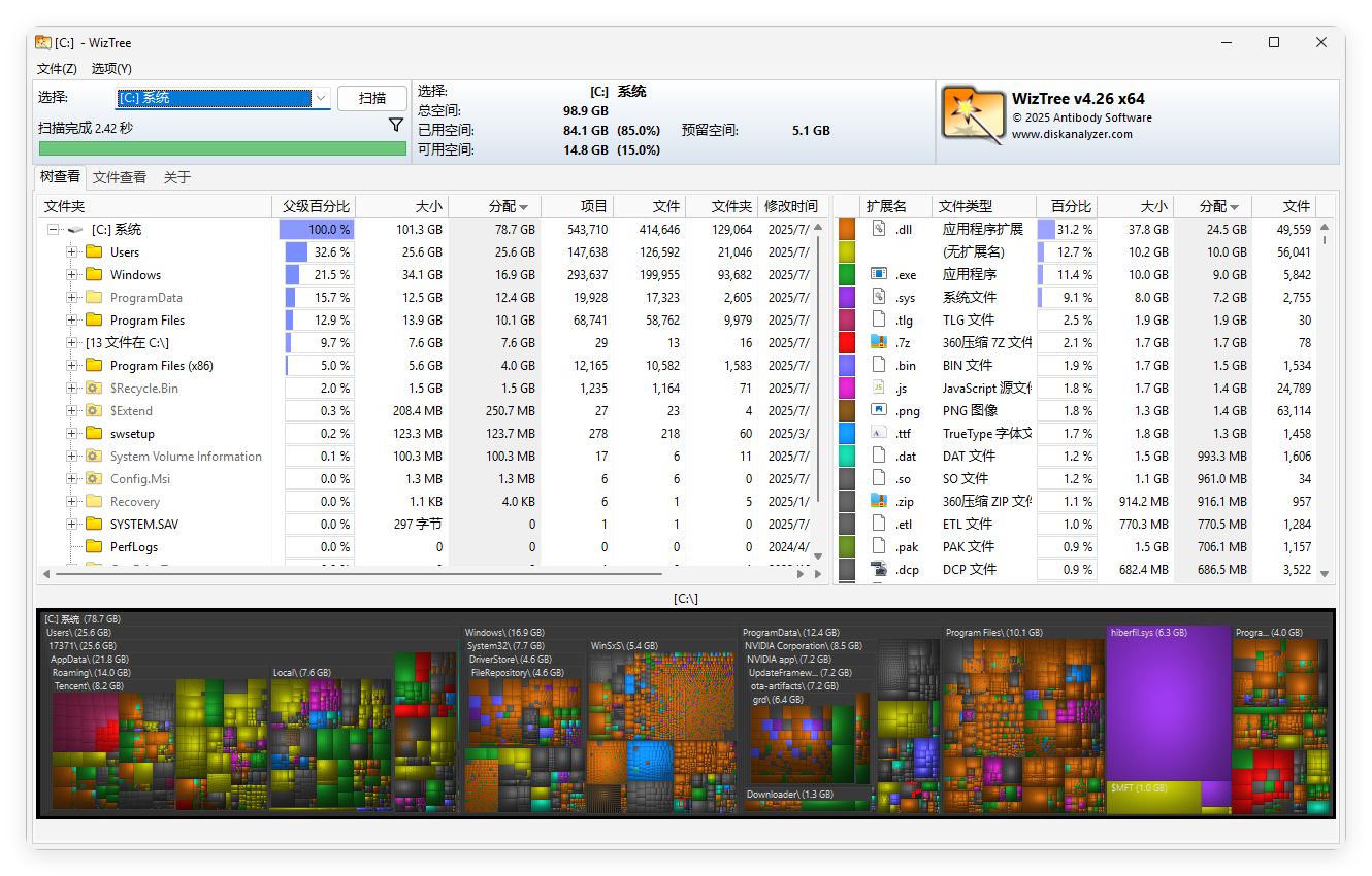 WizTree磁盘分析工具v4.30便携版-资源共享