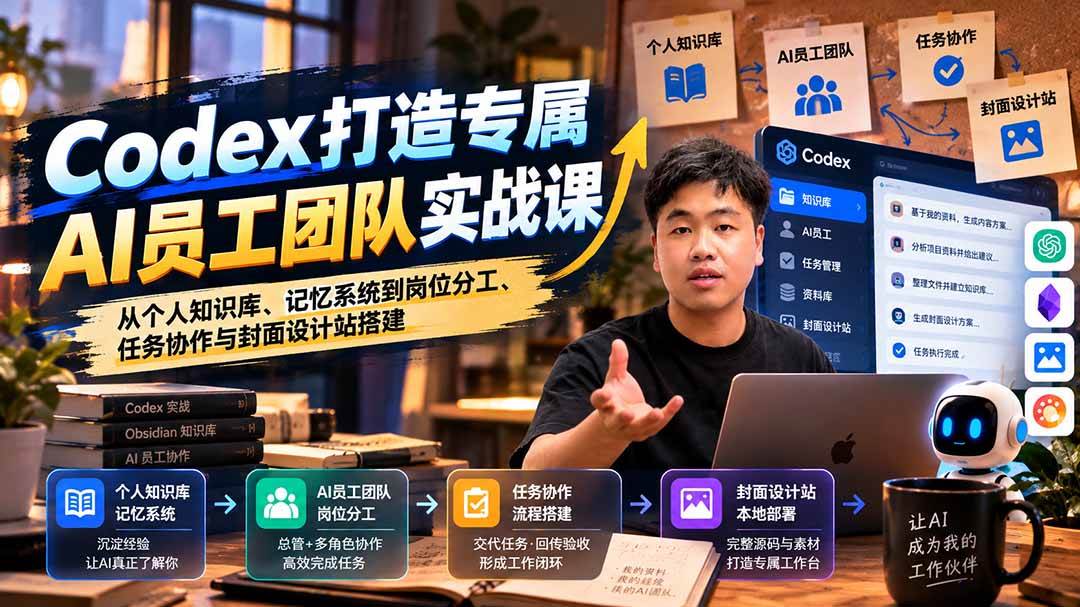 (20916期)【无水印】Codex打造专属AI员工团队实战课:从个人知识库、记忆系统到岗位分工、任务协作与封面设计站搭建-资源共享