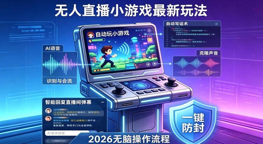2026年AI无人直播小游戏全流程，不违规不封号，开启创业副业增收之路，小白月入1w+【揭秘】-资源共享