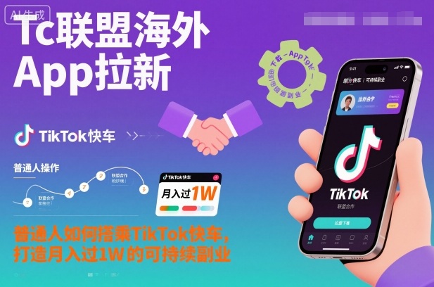 Tc联盟海外App拉新：普通人如何搭乘TikTok快车，打造月入过1W的可持续副业-资源共享