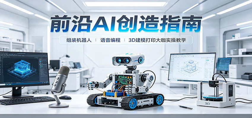 前沿AI创造指南:组装机器人、语音编程、3D建模打印大咖实操教学-资源共享