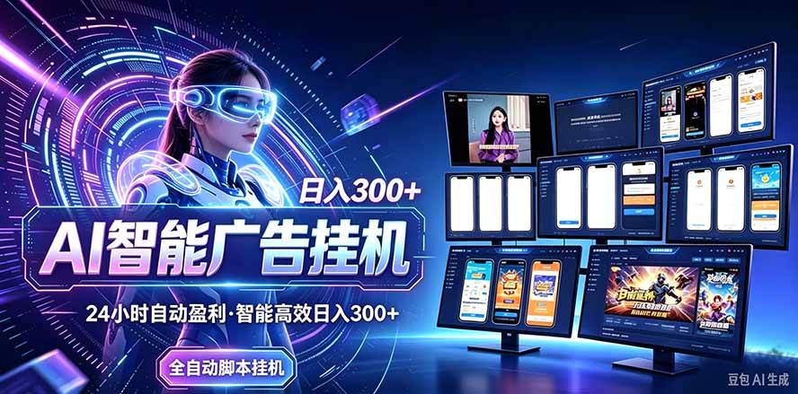 (20900期)24小时AI广告挂机|在家就能做的被动副业-资源共享