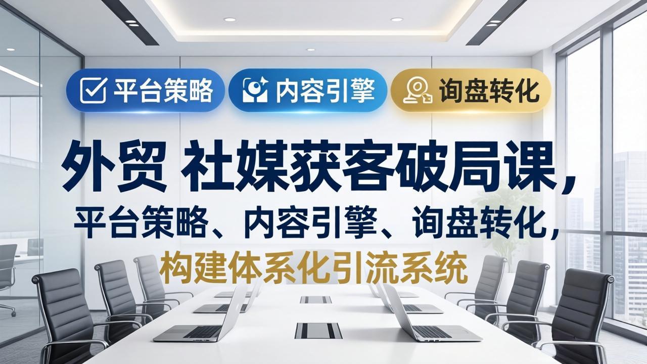 外贸 社媒获客破局课,平台策略、内容引擎、询盘转化,构建体系化引流系统(更新26年3月-资源共享
