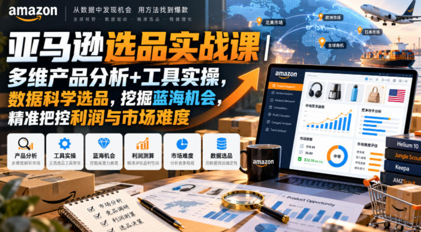 亚马逊选品实战课|多维产品分析+工具实操,数据科学选品,挖掘蓝海机会,精准把控利润与市场难度 亚马逊选品实战课|多维产品分析+工具实操,数据科学选品,挖掘蓝海机会,精准把控利润与市场难度