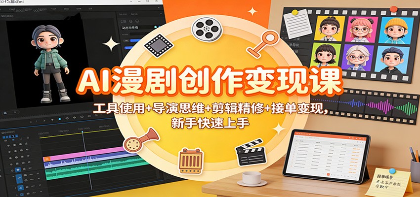 AI漫剧创作变现课：工具使用+导演思维+剪辑精修+接单变现，新手快速上手-资源共享
