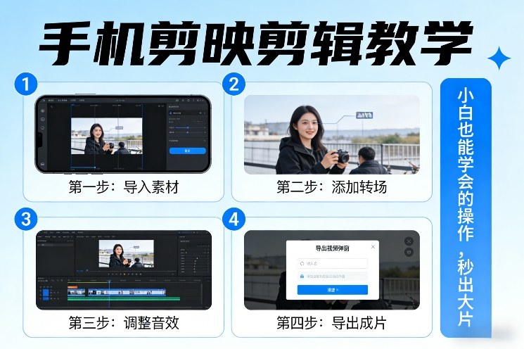 手机剪映剪辑教学，小白也能学会的操作，秒出大片-资源共享
