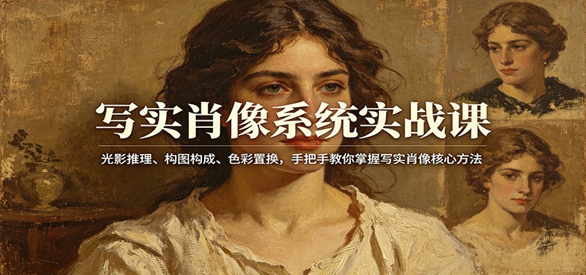 写实肖像系统实战课：光影推理、构图构成、色彩置换，手把手教你掌握写实肖像核心方法-资源共享