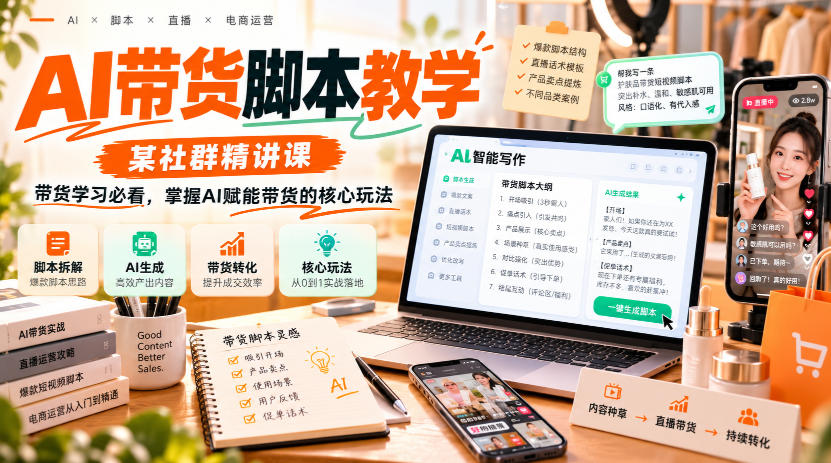 AI带货脚本教学,某社群精讲课,带货学习必看,掌握AI赋能带货的核心玩法 AI带货脚本教学,某社群精讲课,带货学习必看,掌握AI赋能带货的核心玩法