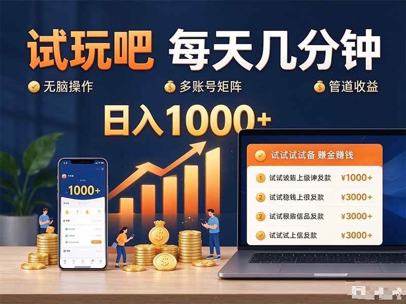 (20540期)试玩吧每天几分钟日入1000+无脑操作,可矩阵并附有管道收益-资源共享