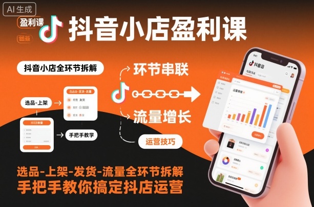 抖音小店盈利课-选品-上架-发货-流量全环节拆解，手把手教你搞定抖店运营-资源共享
