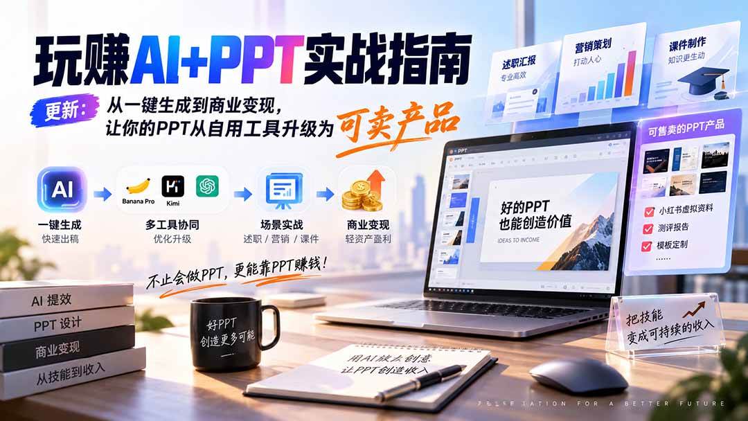 （20247期）玩赚AI+PPT实战指南-更新5月13：从一键生成到商业变现，让你的PPT从自用工具升级为可卖产品-资源共享