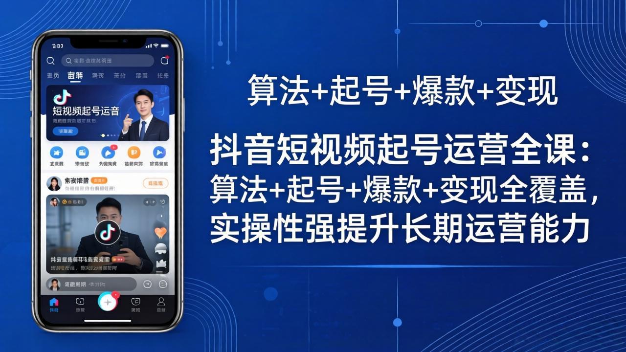 抖音短视频起号运营全课：算法+起号+爆款+变现全覆盖，实操性强提升长期运营能力-资源共享