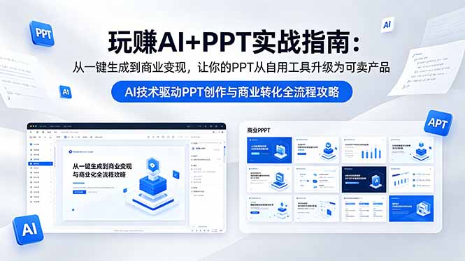 玩赚AI+PPT实战指南-更新5月13:从一键生成到商业变现,让你的PPT从自用工具升级为可卖产品-资源共享