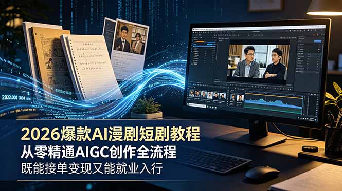2026 爆款 AI 漫剧短剧教程 从零精通 AIGC 创作全流程 既能接单变现又能就业入行-资源共享