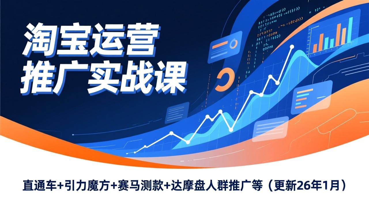 淘宝运营推广实战课，直通车+引力魔方+赛马测款+达摩盘人群推广等(更新26年1月-资源共享