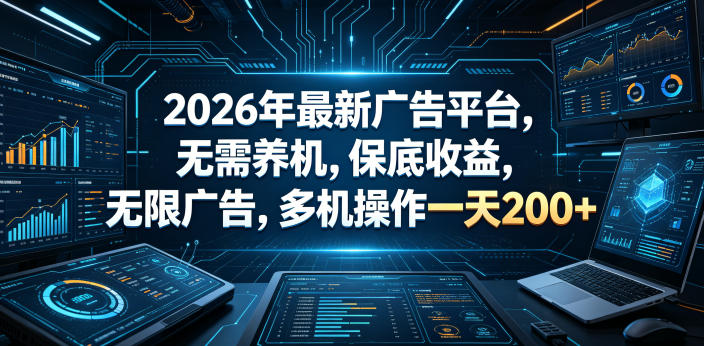2026年最新广告平台,无需养机,保底收益,无限广告,多机操作一天200+【揭秘】-资源共享