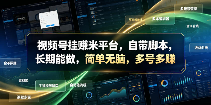 视频号挂賺米平台,自带脚本,长期能做,简单无脑,多号多賺【揭秘】-资源共享
