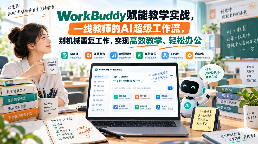 WorkBuddy赋能教学实战，一线教师的AI超级工作流，别机械重复工作，实现高效教学、轻松办公-资源共享
