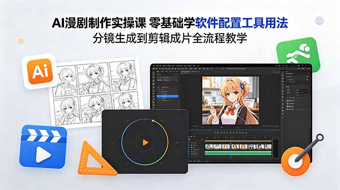 AI漫剧制作实操课 零基础学软件配置工具用法 分镜生成到剪辑成片全流程教学-资源共享