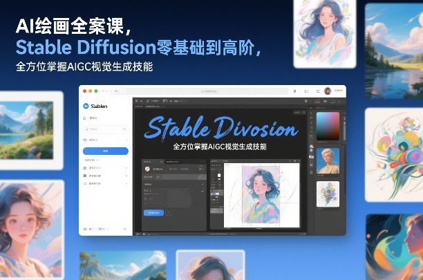 AI绘画全案课，Stable Diffusion零基础到高阶，全方位掌握AIGC视觉生成技能-资源共享