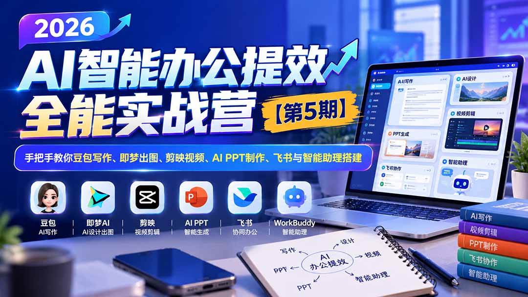 (21026期)2026AI智能办公提效实战营【第5期】-无水印:手把手教你豆包写作+即梦出图+剪映视频+AI PPT制作+飞书与智能助理搭建-资源共享