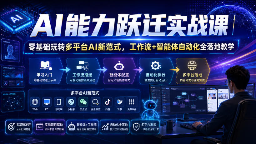 AI能力跃迁实战课｜零基础玩转多平台AI新范式，工作流+智能体自动化全落地教学-资源共享