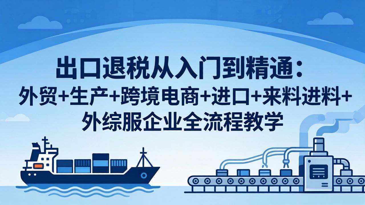出口退税从入门到精通：外贸+生产+跨境电商+进口+来料进料+外综服企业全流程教学-资源共享