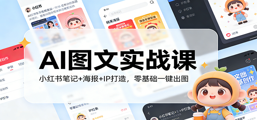 AI图文实战课：小红书笔记+海报+IP打造，零基础一键出图-资源共享