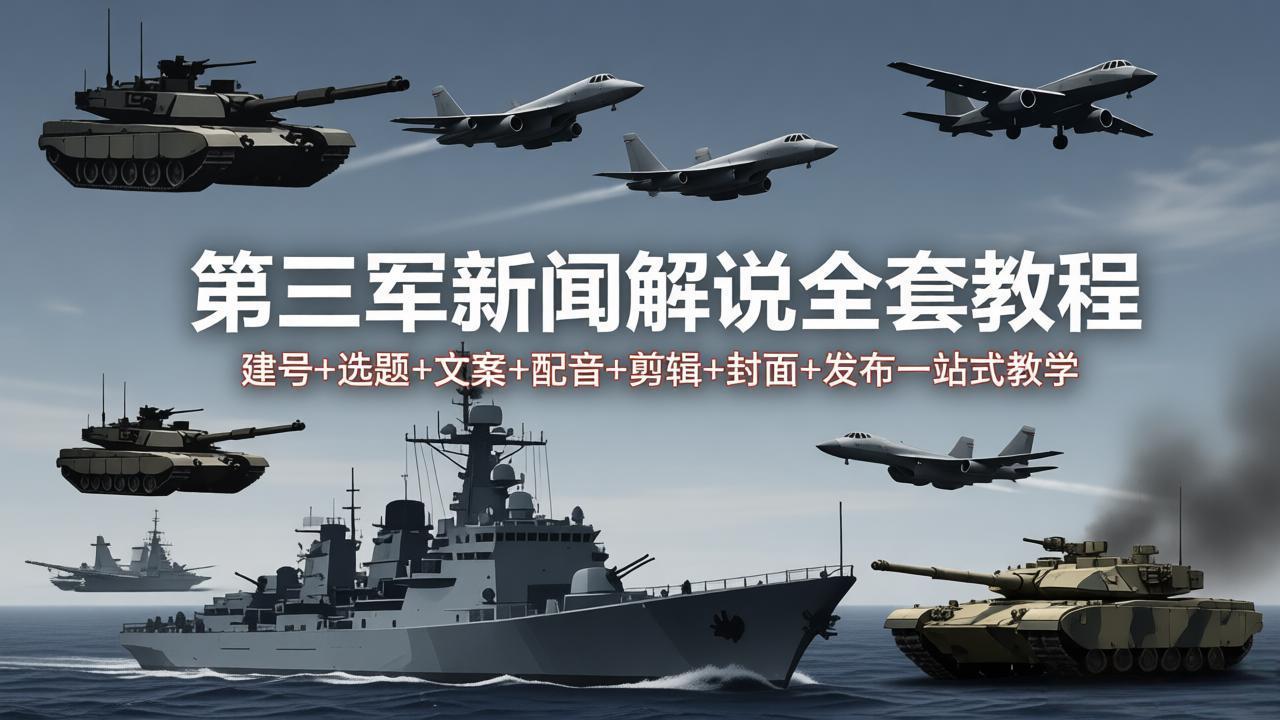 第三军迷新闻解说全套教程：建号+选题+文案+配音+剪辑+封面+发布一站式教学-资源共享