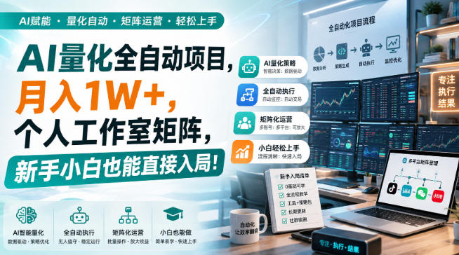 AI量化全自动项目，月入1W+，个人工作室矩阵，新手小白也能直接入局！【揭秘】-资源共享